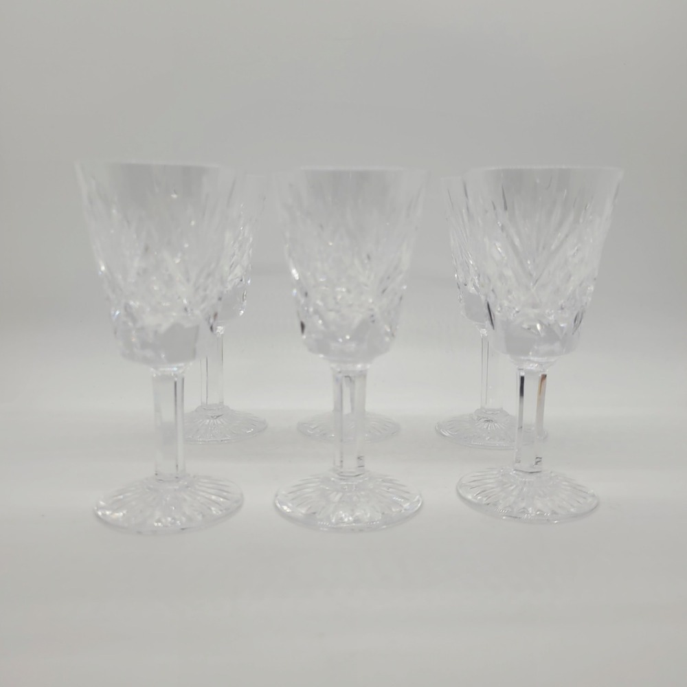 Vintage Crystal Cordial Glasses Set of 6 Diamond Cut Stemware 4.5"